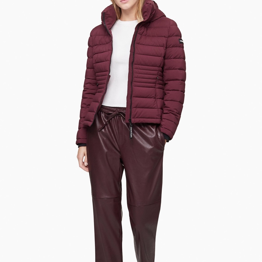 Calvin Klein Puffer Jacket Maroon Size Medium